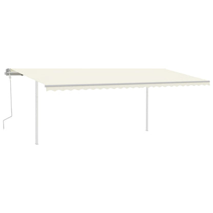 Toldo retrátil manual com postes 6x3,5 m cor creme