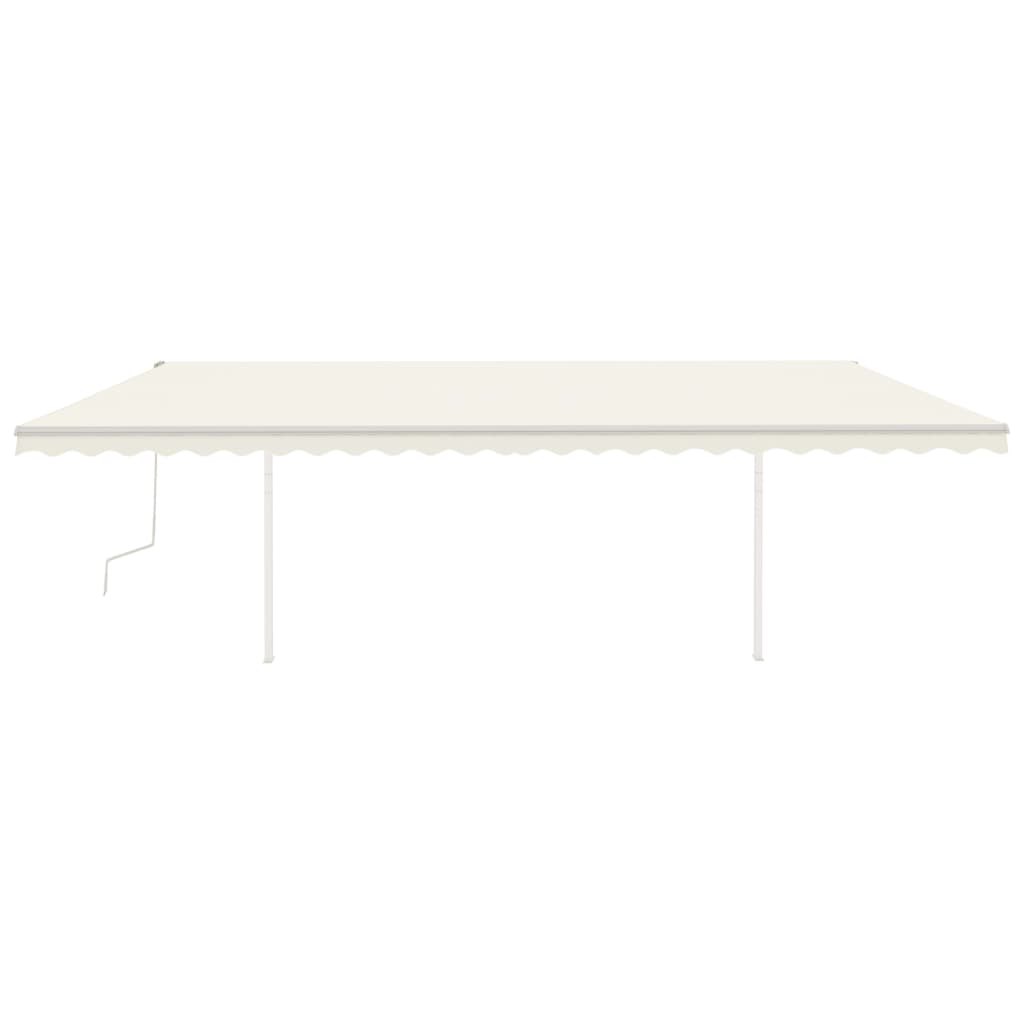 Toldo retrátil manual com postes 6x3,5 m cor creme