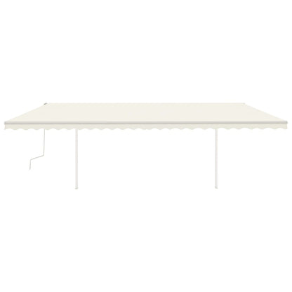 Toldo retrátil manual com postes 6x3,5 m cor creme