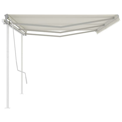 Toldo retrátil manual com postes 6x3,5 m cor creme