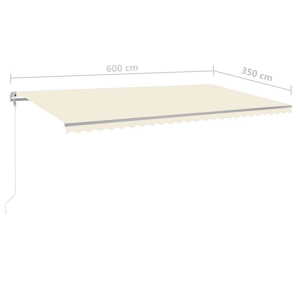 Toldo retrátil manual com postes 6x3,5 m cor creme