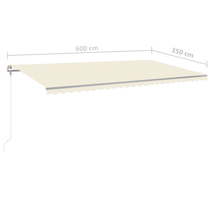 Toldo retrátil manual com postes 6x3,5 m cor creme