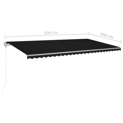 Toldo retrátil manual com LED 6x3,5 m antracite