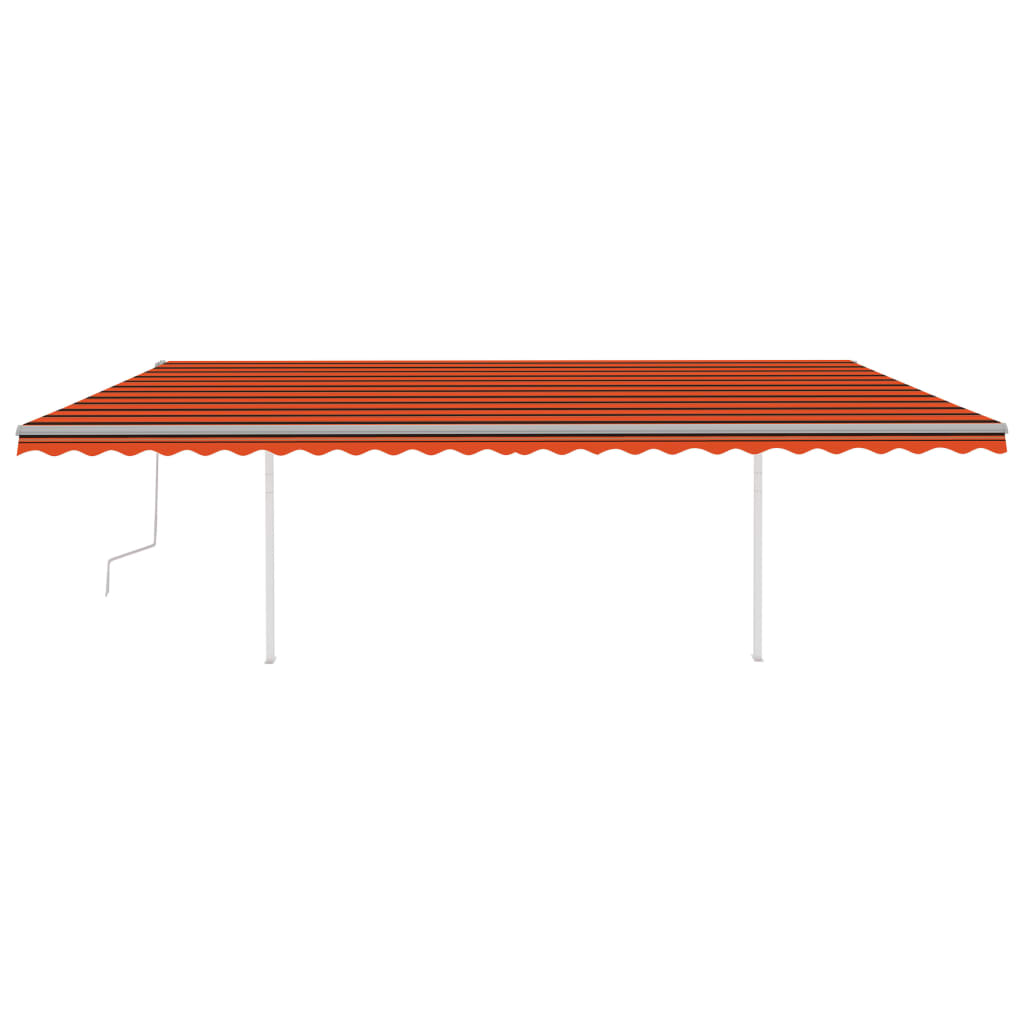 Toldo retrátil manual com luzes LED 6x3,5 m laranja e castanho