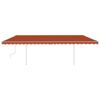 Toldo retrátil manual com luzes LED 6x3,5 m laranja e castanho