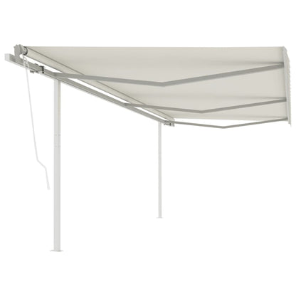 Toldo retrátil automático com postes 6x3,5 m cor creme