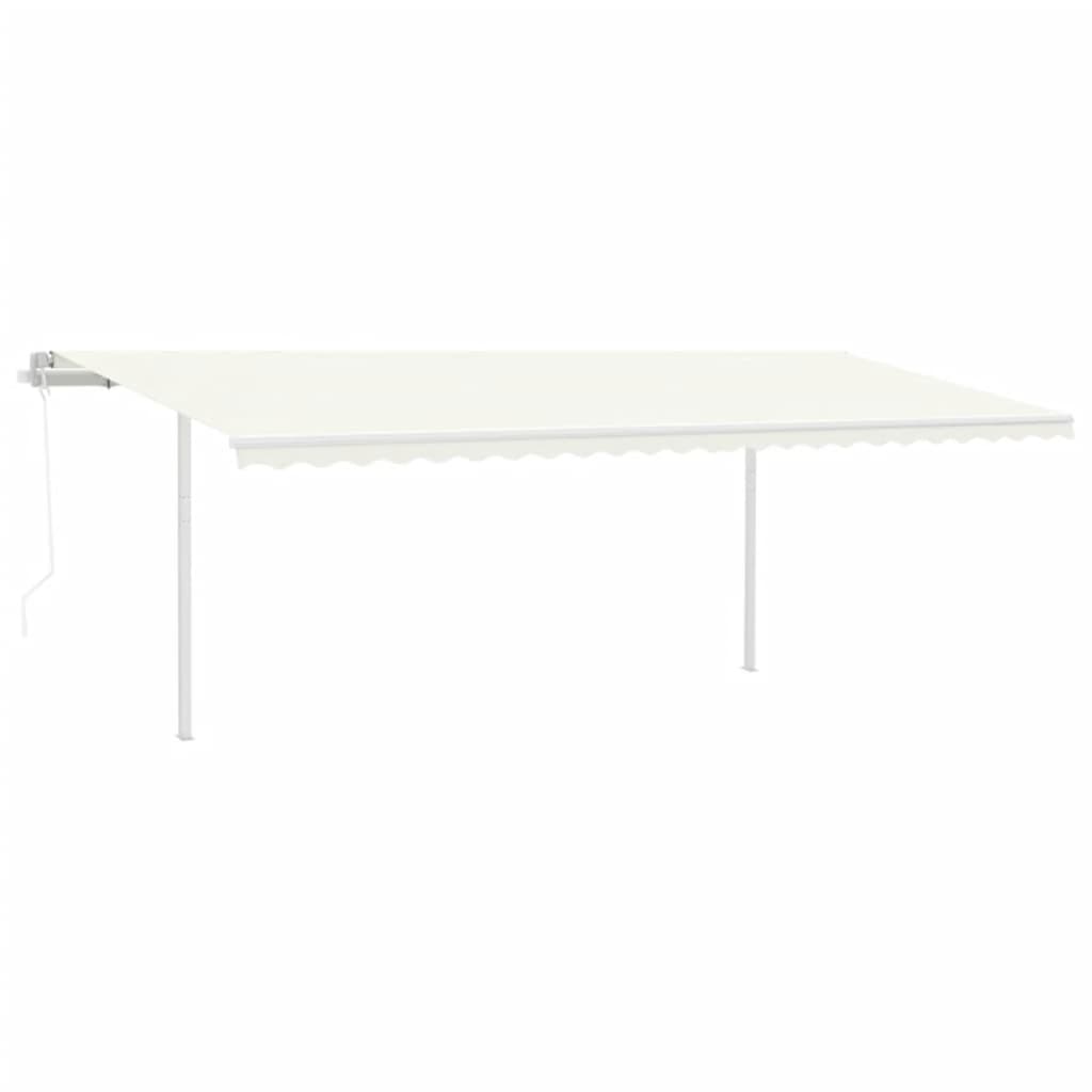 Toldo retrátil automático com postes 6x3,5 m cor creme