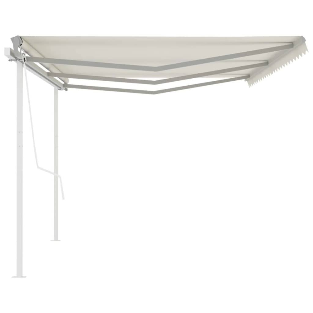 Toldo retrátil automático com postes 6x3,5 m cor creme