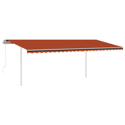 Toldo retrátil automático com postes 6x3,5 m laranja e castanho