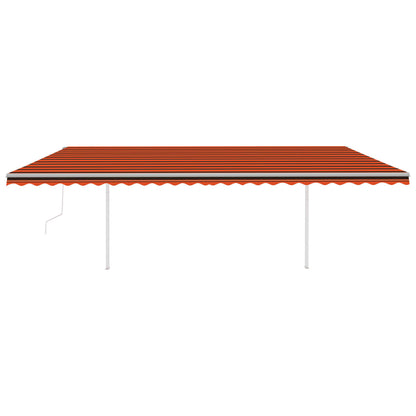 Toldo retrátil automático com postes 6x3,5 m laranja e castanho