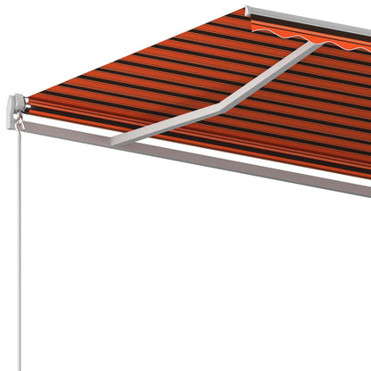 Toldo retrátil automático com postes 6x3,5 m laranja e castanho