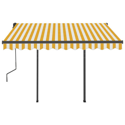 Toldo retrátil manual com postes 3x2,5 m amarelo e branco