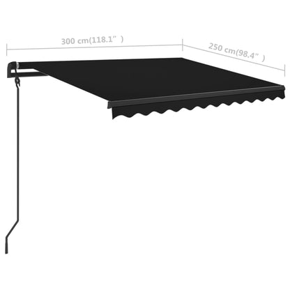 Toldo retrátil manual com postes 3x2,5 m antracite