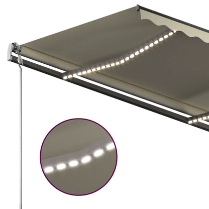 Toldo retrátil manual com LED 3x2,5 m cor creme