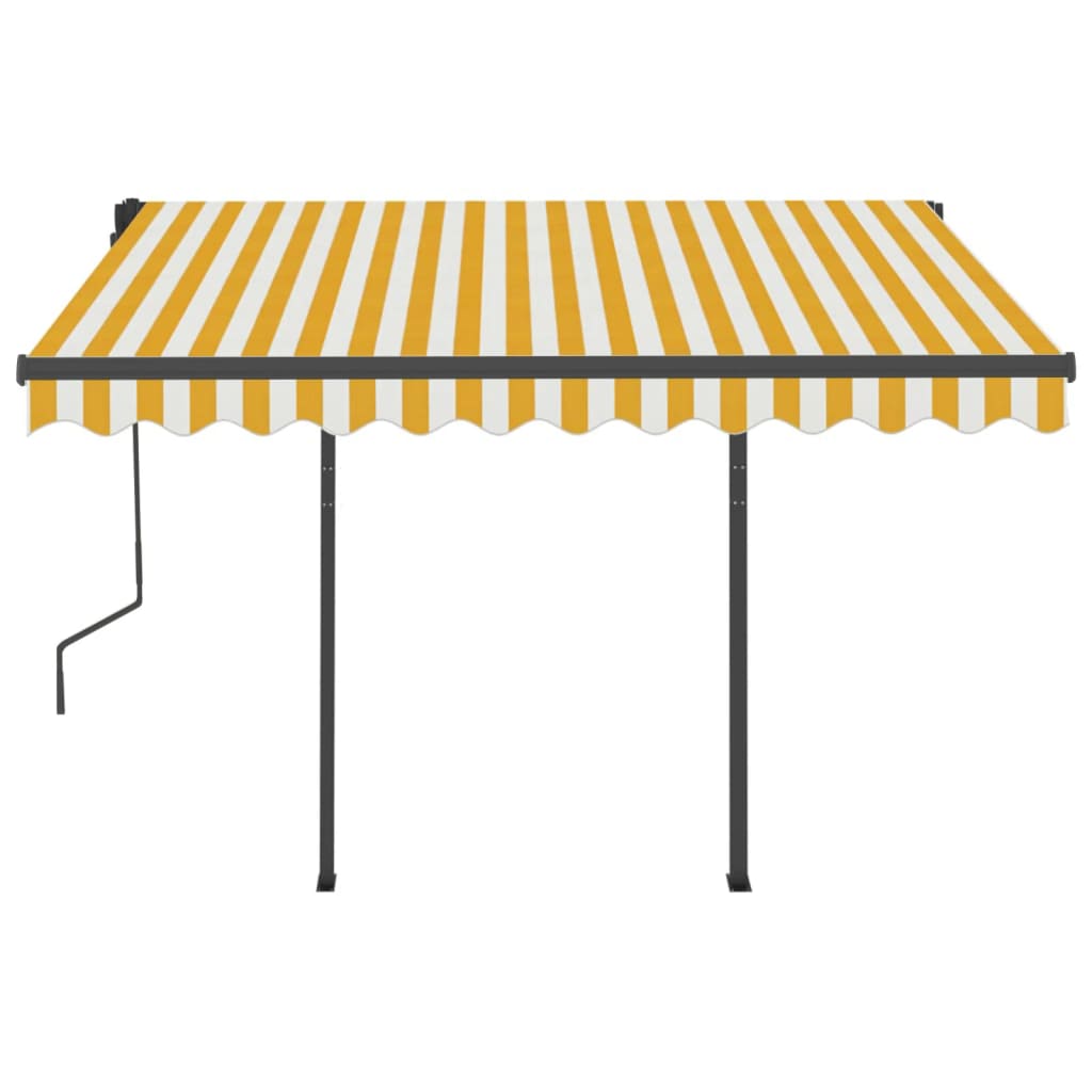 Toldo retrátil manual com LED 3x2,5 m amarelo e branco