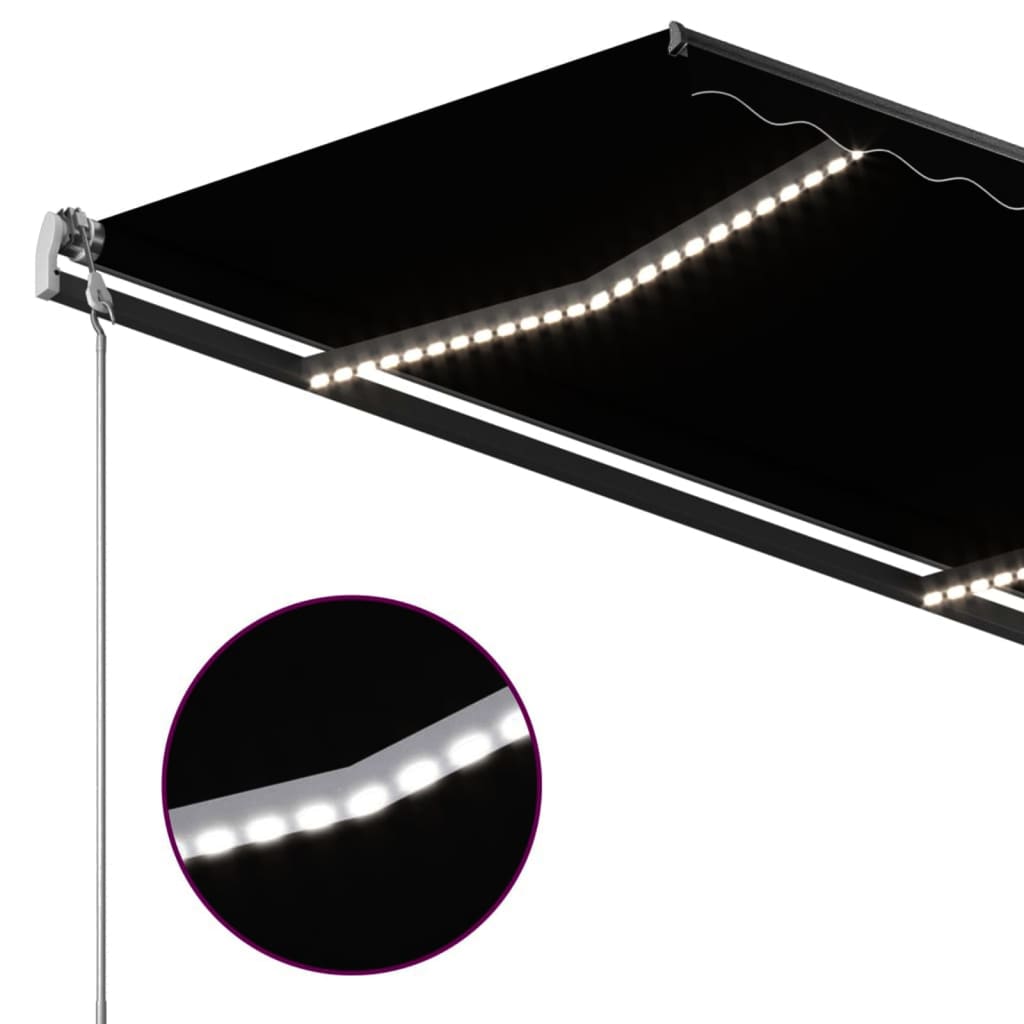 Toldo retrátil manual com LED 3x2,5 m antracite