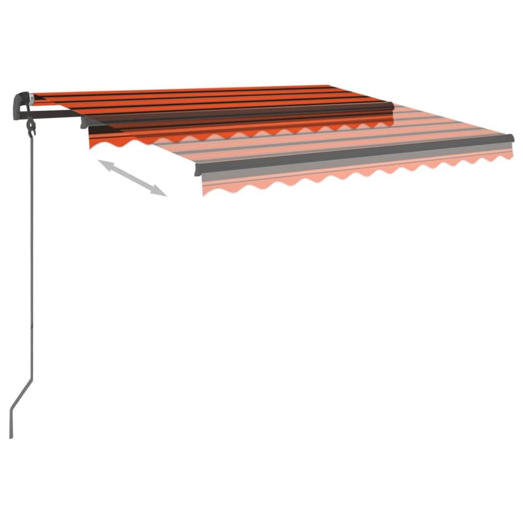 Toldo retrátil manual com LED 3x2,5 m laranja e castanho