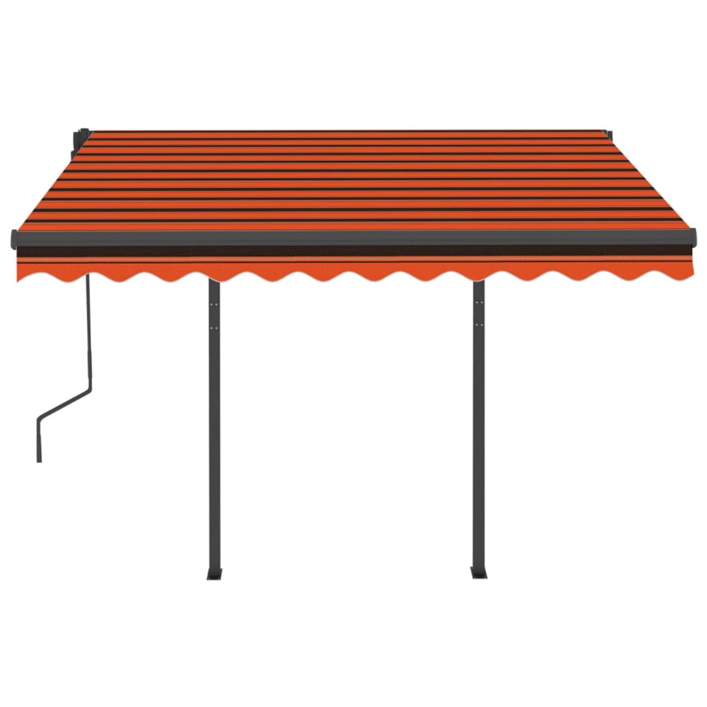 Toldo retrátil manual com LED 3x2,5 m laranja e castanho