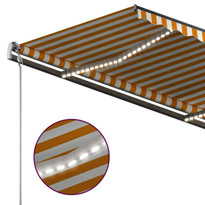 Toldo automático LED e sensor de vento 3x2,5 m amarelo/branco