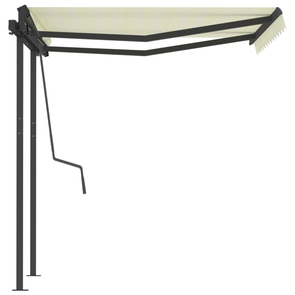 Toldo retrátil manual com postes 3,5x2,5 m cor creme