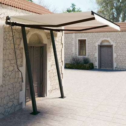 Toldo retrátil manual com postes 3,5x2,5 m cor creme