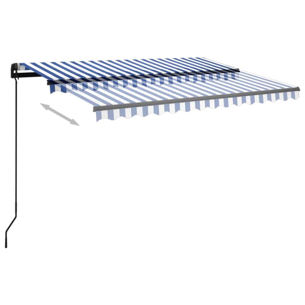 Toldo retrátil manual com LED 3,5x2,5 m azul e branco