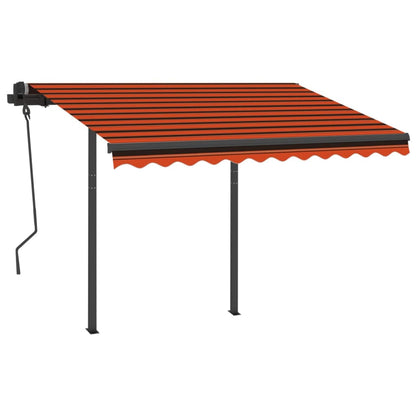 Toldo retrátil manual com LED 3,5x2,5 m laranja e castanho