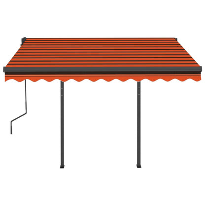 Toldo retrátil manual com LED 3,5x2,5 m laranja e castanho