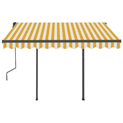 Toldo retrátil automático com postes 3,5x2,5 m amarelo e branco