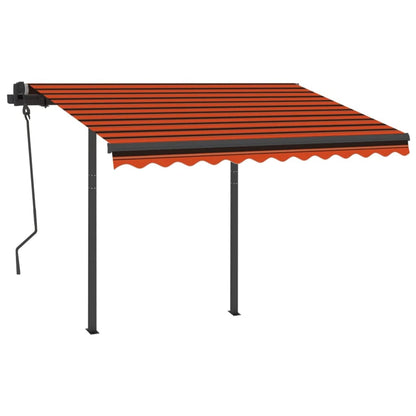 Toldo retrátil automático com postes 3,5x2,5 m laranja/castanho