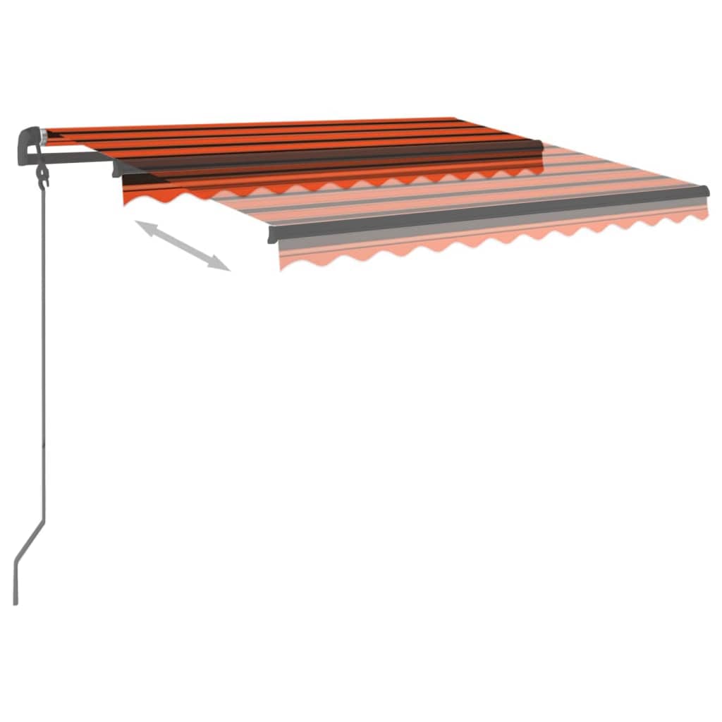 Toldo retrátil automático com postes 3,5x2,5 m laranja/castanho