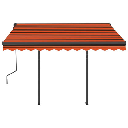 Toldo retrátil automático com postes 3,5x2,5 m laranja/castanho