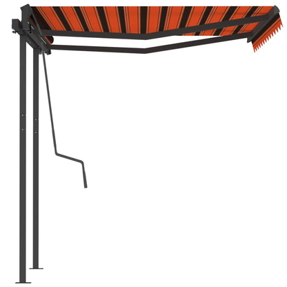 Toldo retrátil automático com postes 3,5x2,5 m laranja/castanho