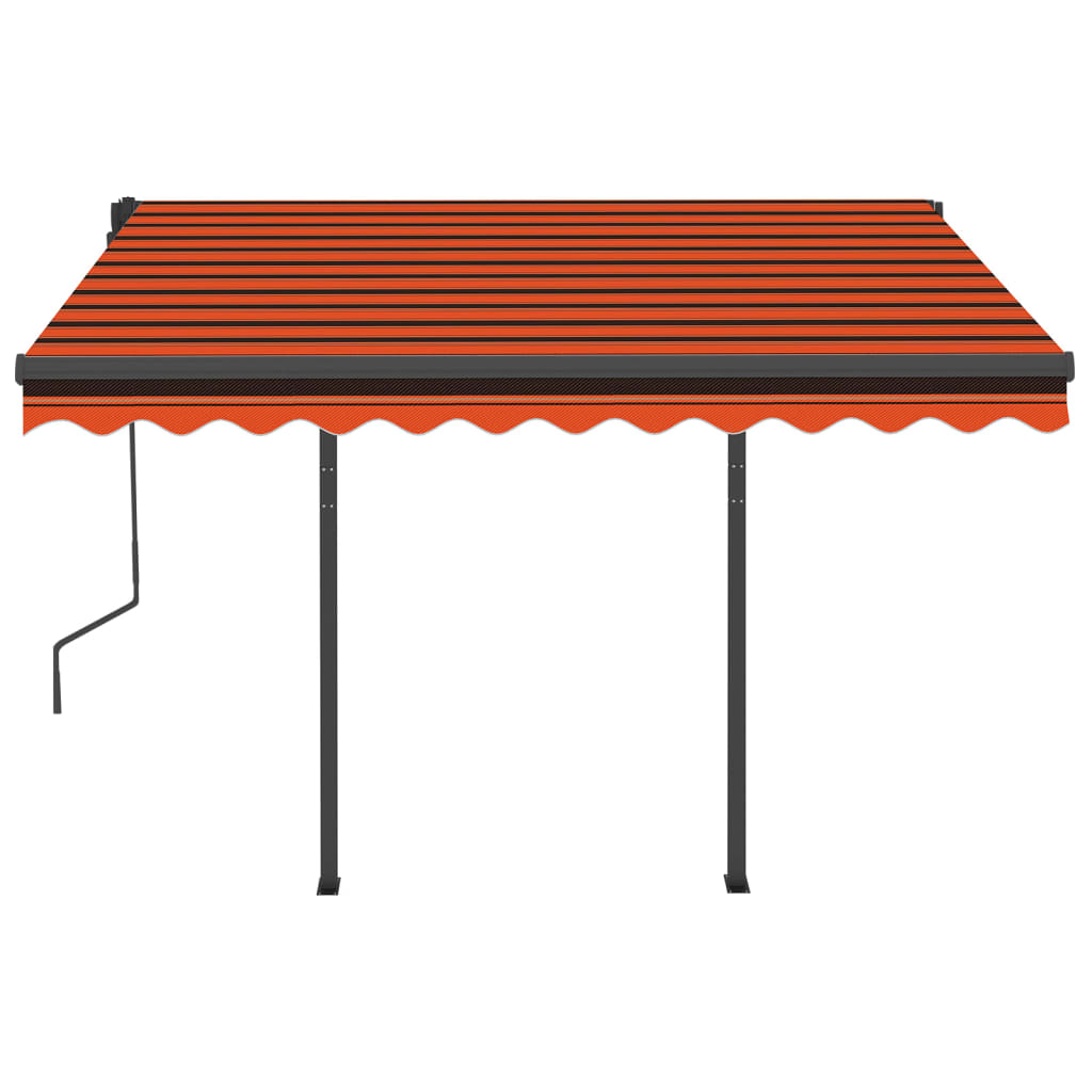 Toldo automático LED/sensor de vento 3,5x2,5m laranja/castanho