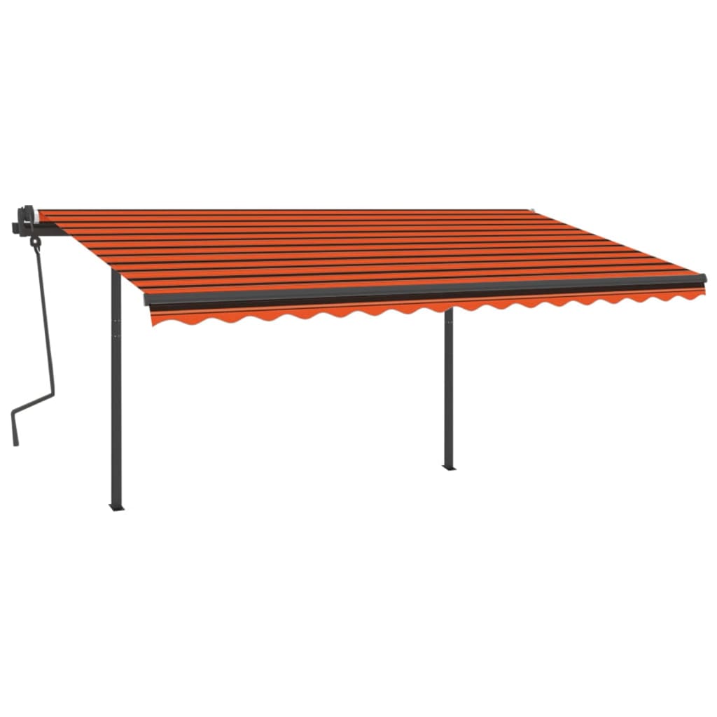 Toldo retrátil manual com postes 4x3 m laranja e castanho