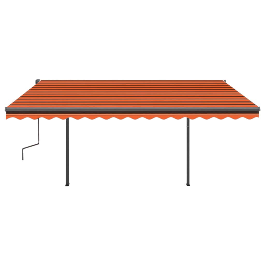 Toldo retrátil manual com postes 4x3 m laranja e castanho