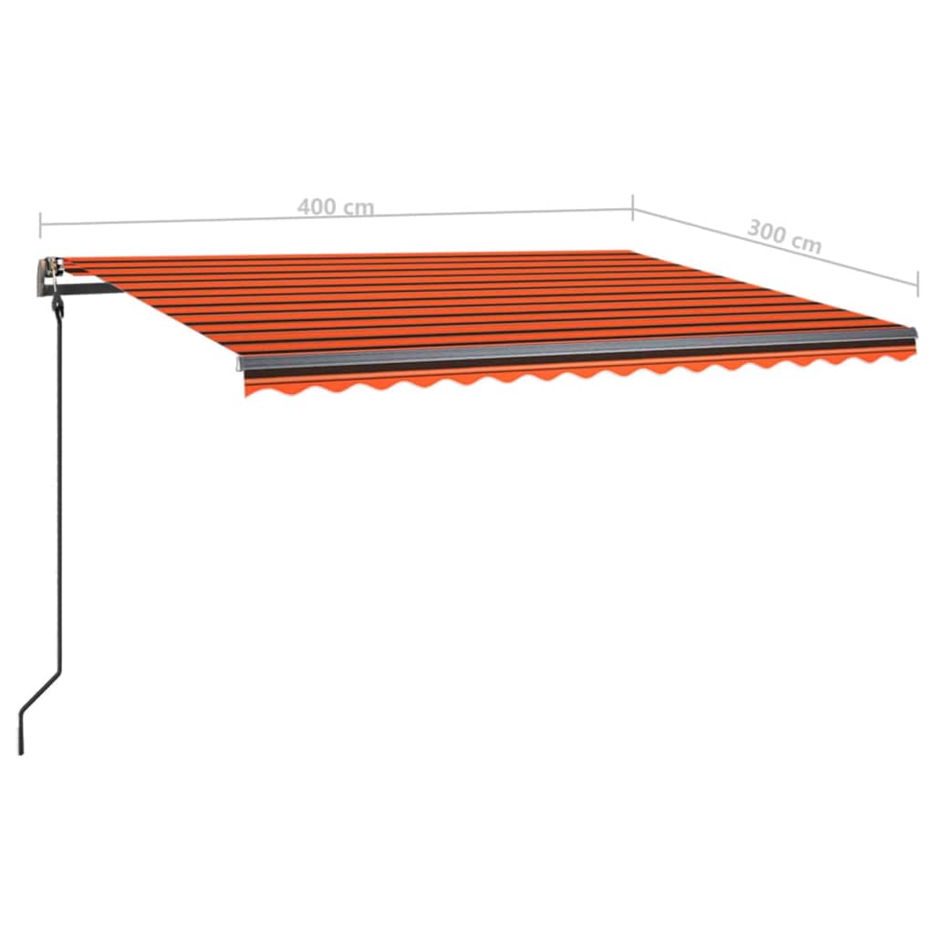 Toldo retrátil manual com postes 4x3 m laranja e castanho