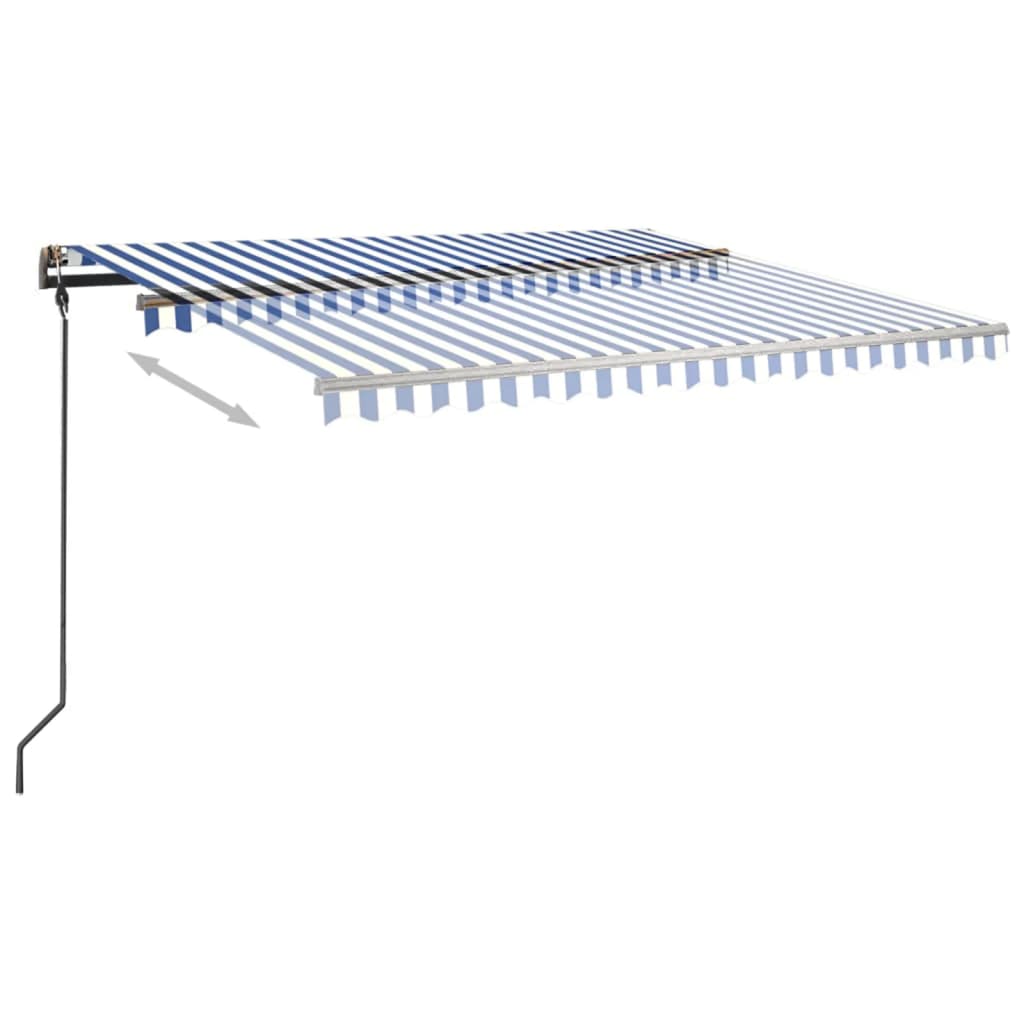 Toldo retrátil automático com postes 4x3 m azul e branco