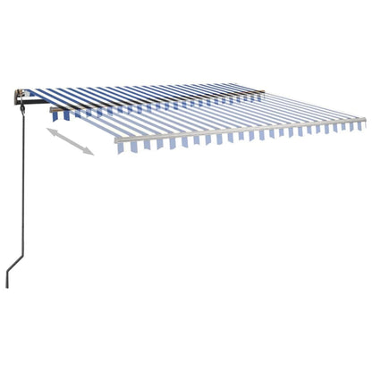 Toldo retrátil automático com postes 4x3 m azul e branco