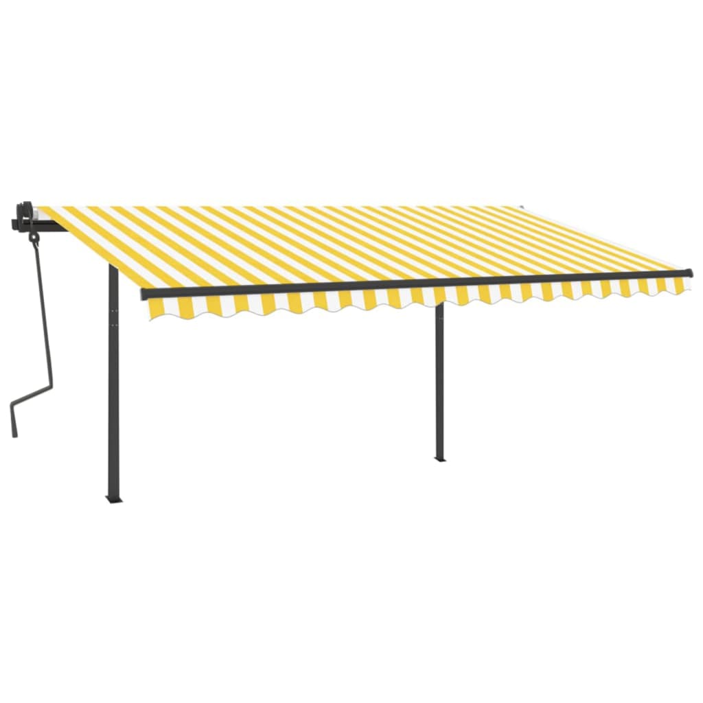 Toldo retrátil automático com postes 4x3 m amarelo e branco