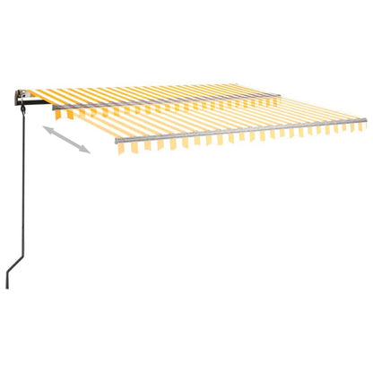 Toldo retrátil automático com postes 4x3 m amarelo e branco