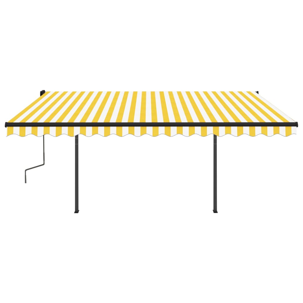 Toldo retrátil automático com postes 4x3 m amarelo e branco