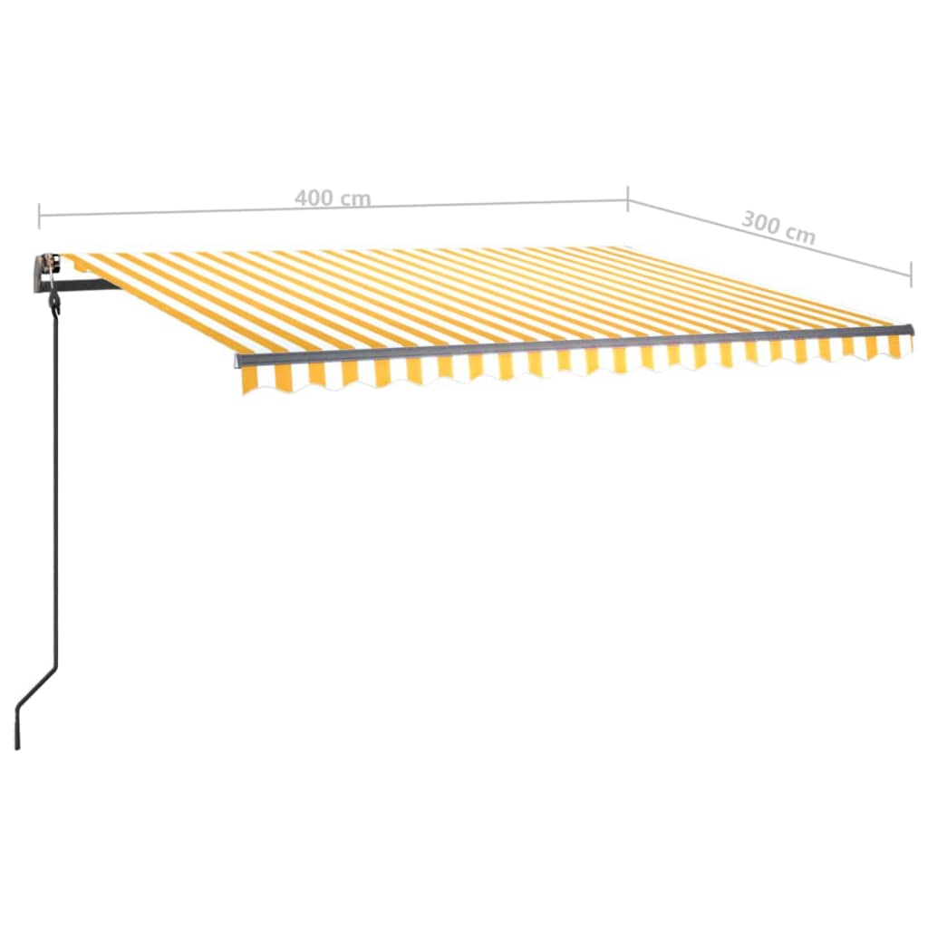 Toldo retrátil automático com postes 4x3 m amarelo e branco