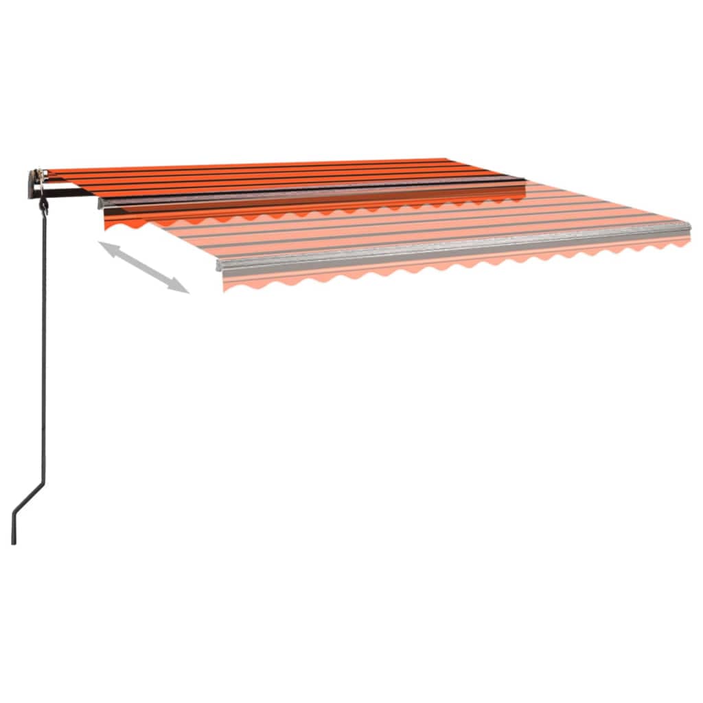 Toldo retrátil automático com postes 4x3 m laranja e castanho