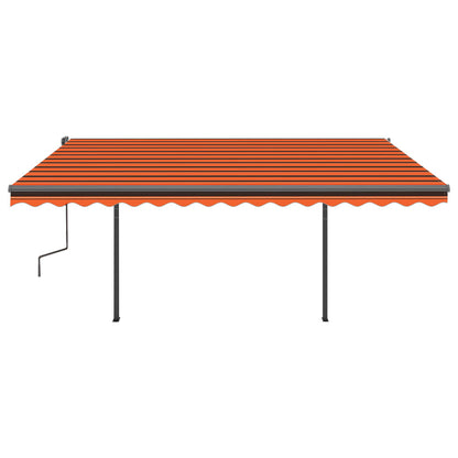 Toldo retrátil automático com postes 4x3 m laranja e castanho