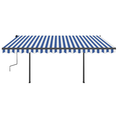 Toldo automático c/ LED e sensor de vento 4x3 m azul e branco