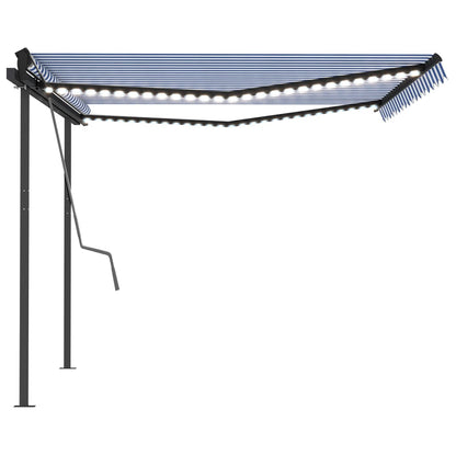 Toldo automático c/ LED e sensor de vento 4x3 m azul e branco