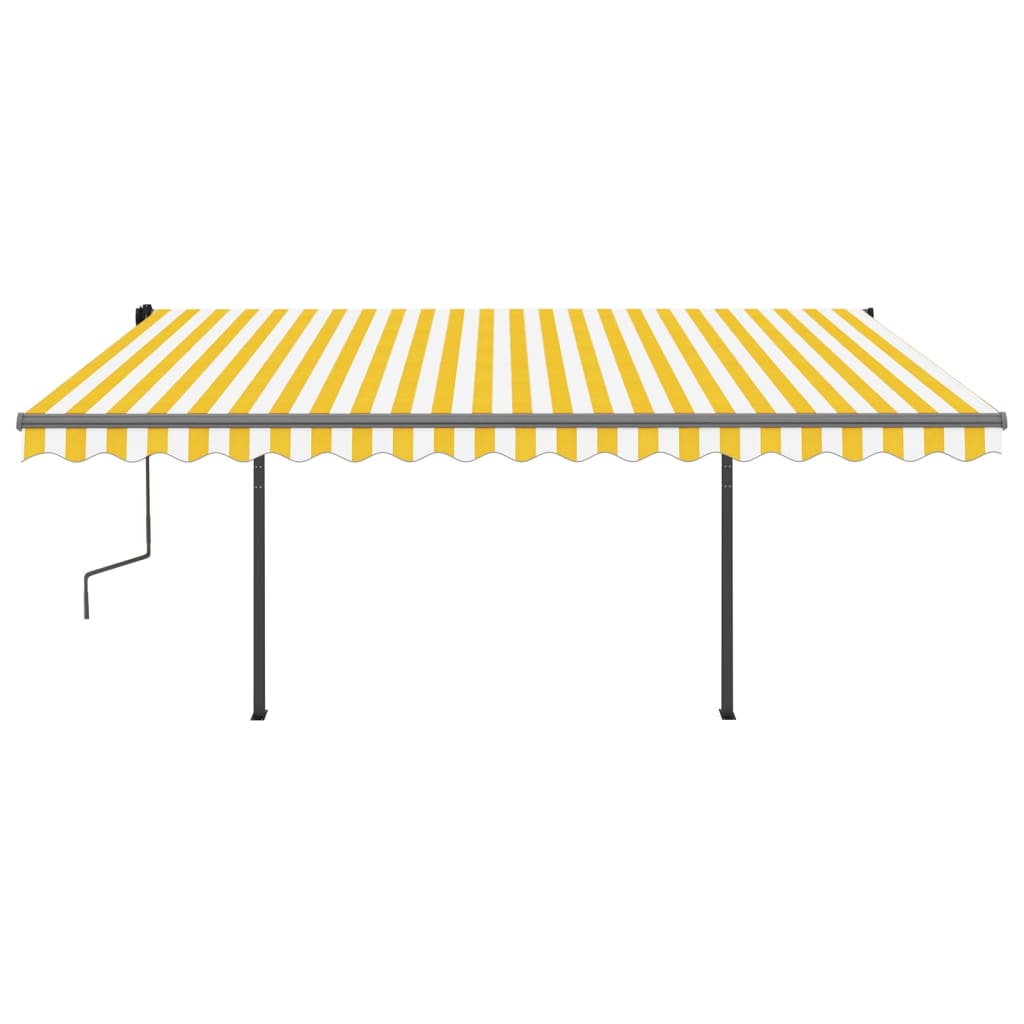 Toldo automático c/ LED e sensor de vento 4x3 m amarelo/branco