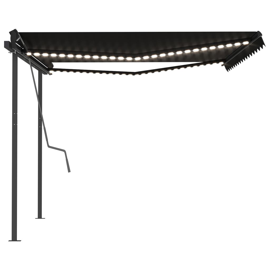 Toldo automático c/ LED e sensor de vento 4x3 m antracite