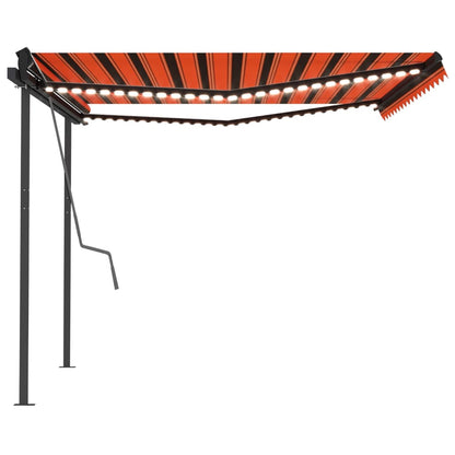 Toldo automático c/ LED e sensor de vento 4x3m laranja/castanho